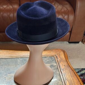Elegant Navy Blue Fedora Hat